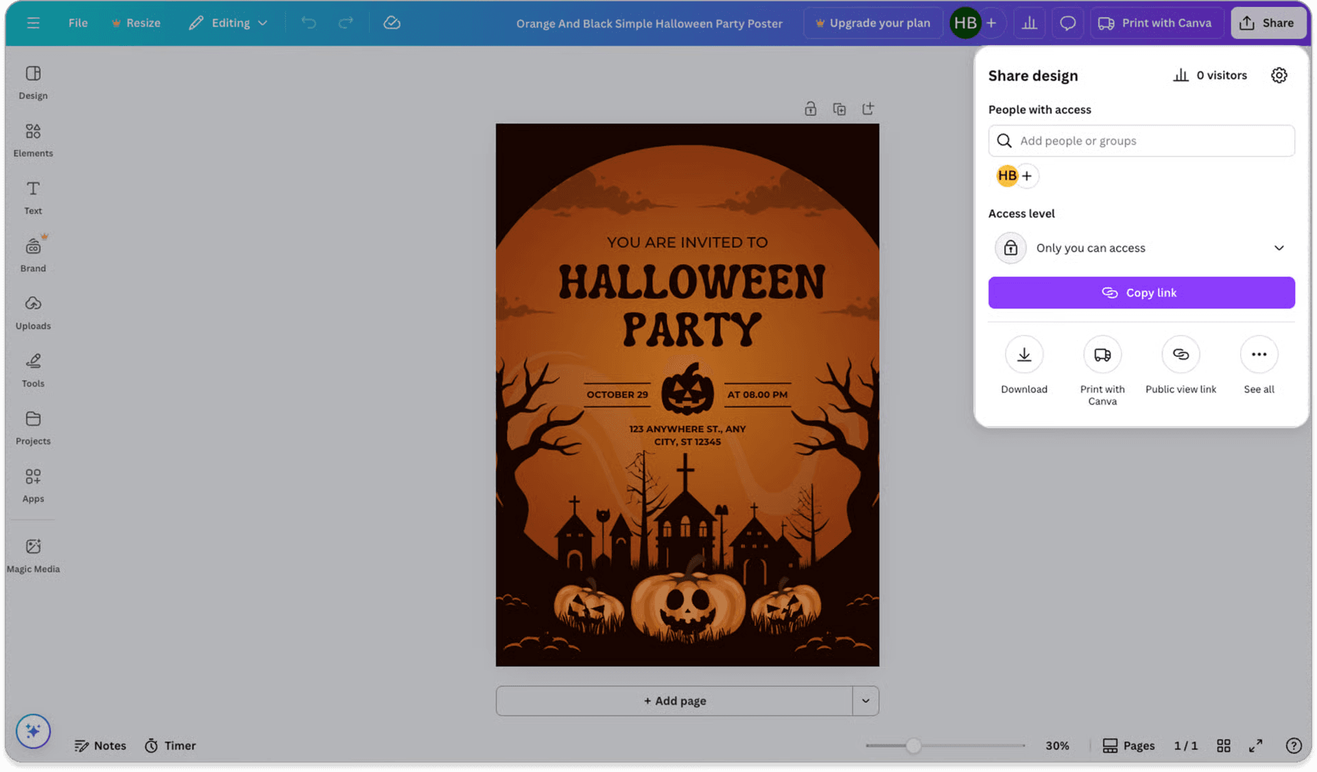 Canva sharing feature